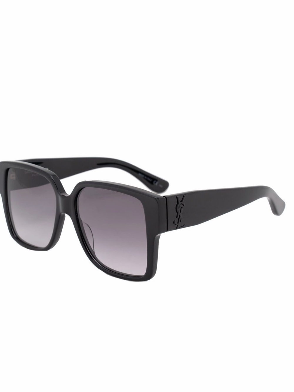 Saint Laurent Black Square Acetate Sunglasses with Gray Gradient Lenses NEW
